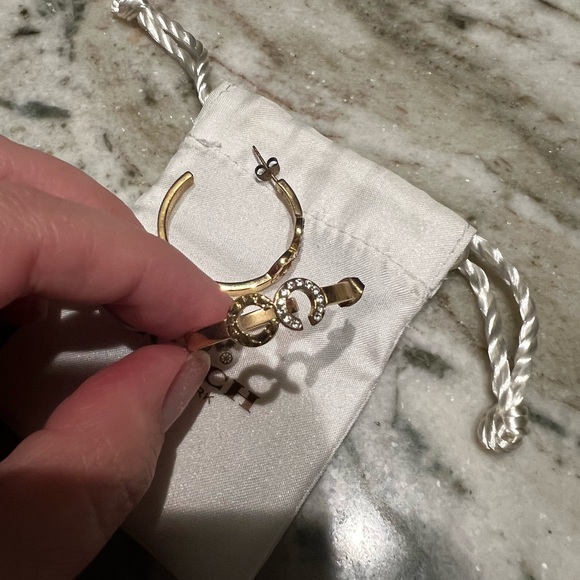 Coach Gold and Silver Hoop Earrings - Picture 2 of 3